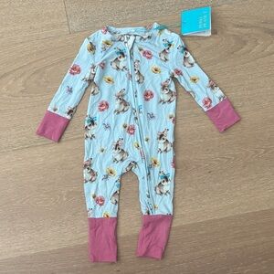 Posh Peanut Blue Floral Bunny Pajamas NWT